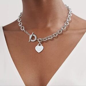✨ Tiffany & Co. ✨💖 Return To Tiffany Silver Heart Tag Toggle Necklace